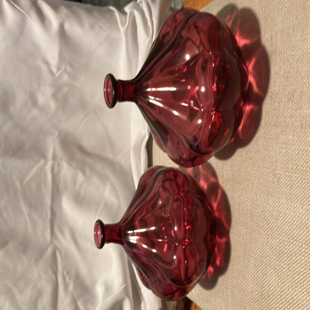 New. IKEA. 2 pc set of Jeanie style raspberry- rosey red glass vases can be - Picture 7 of 13